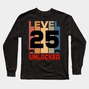 Level 25 Unlocked - Born in 1996 Gaming - 25th Birthday Anniversary Video Game Father&#25;s Day Christmas Present. Long Sleeve T-Shirt